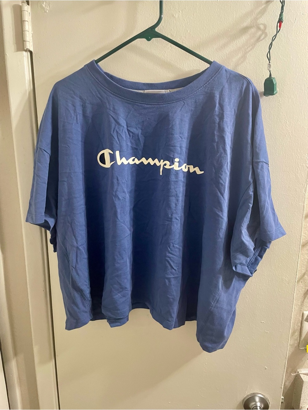 Champion Women Plus 3X Iconic Cropped Tee Gray Blue NWT Short Sleeve Crop Top